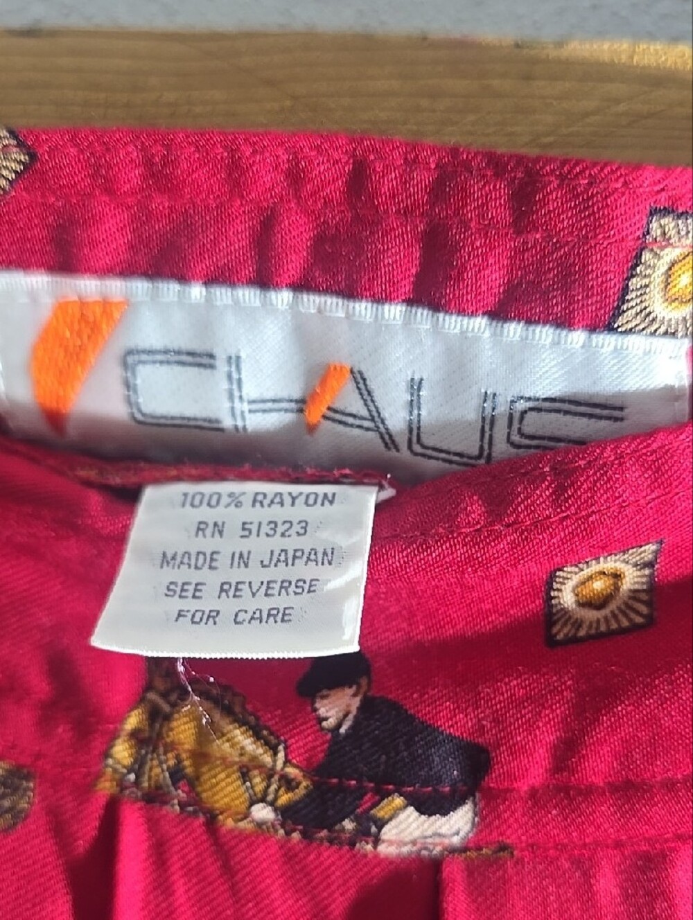 Chaus Red Equestrian-Print Pleated Skirt size 10 - Picture 3 of 5